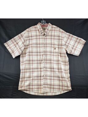 Cinch Men's XXL Short Sleeve Button-Up Plaid Shirt Cotton Blend